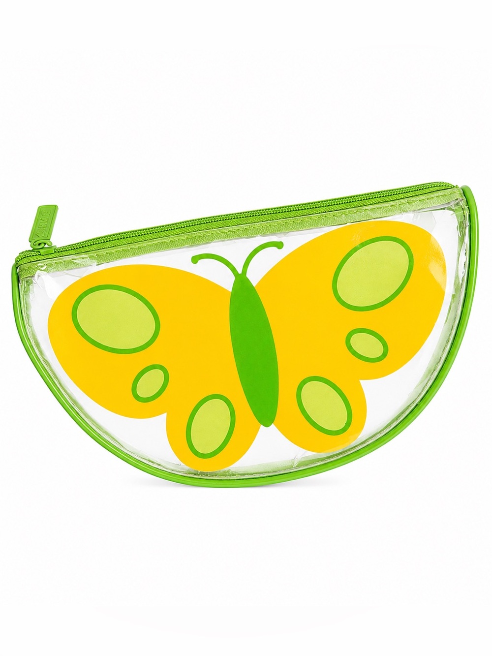 Kids Clear Butterfly Zip Pouch - Green/Yellow